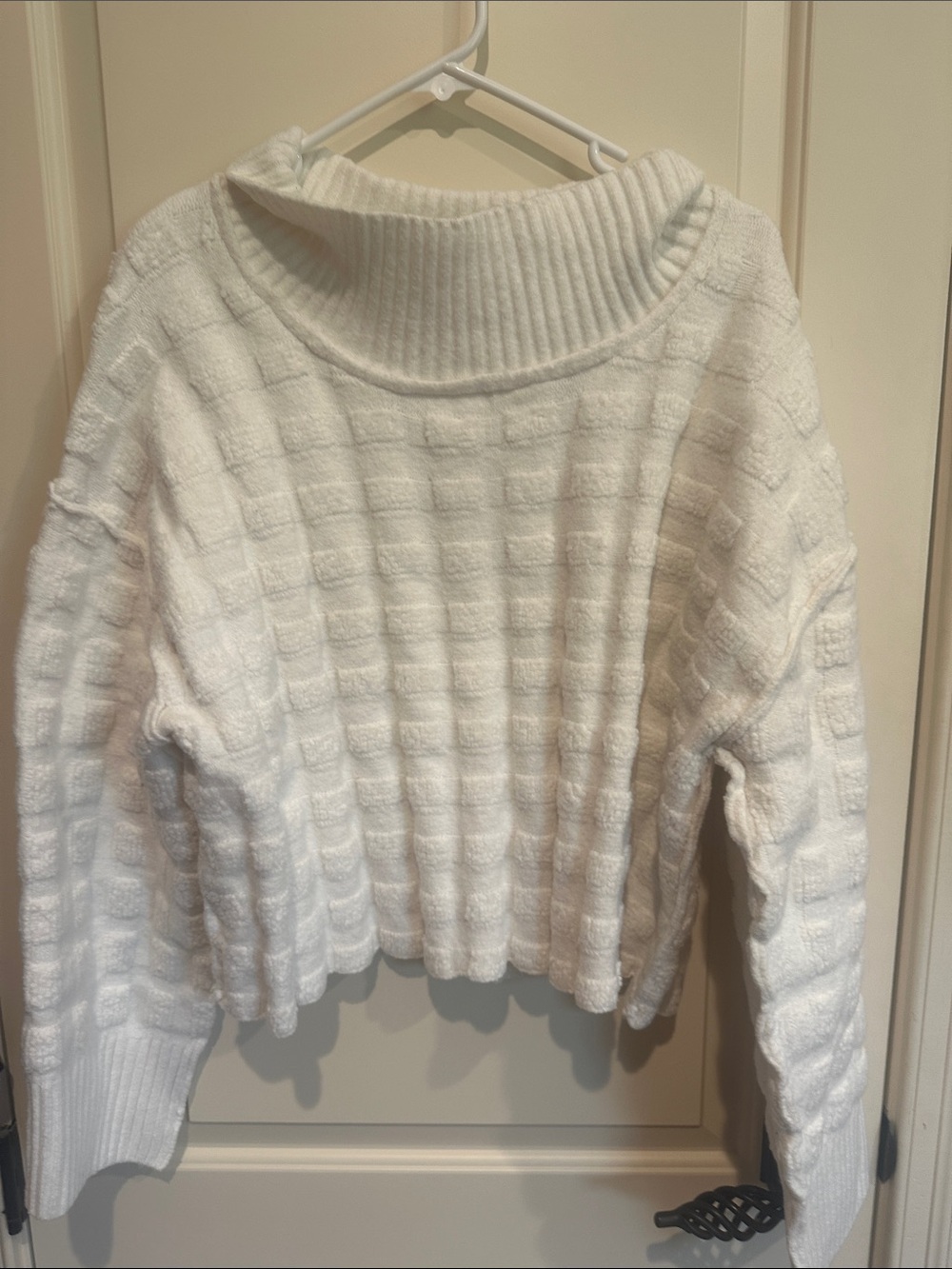 We The Free Cream Cropped Ribbed Turtleneck Sweater